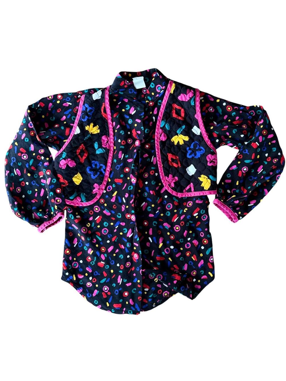 VTG Ruth Scharf Kids Button Up Multi-Color Top Size 7